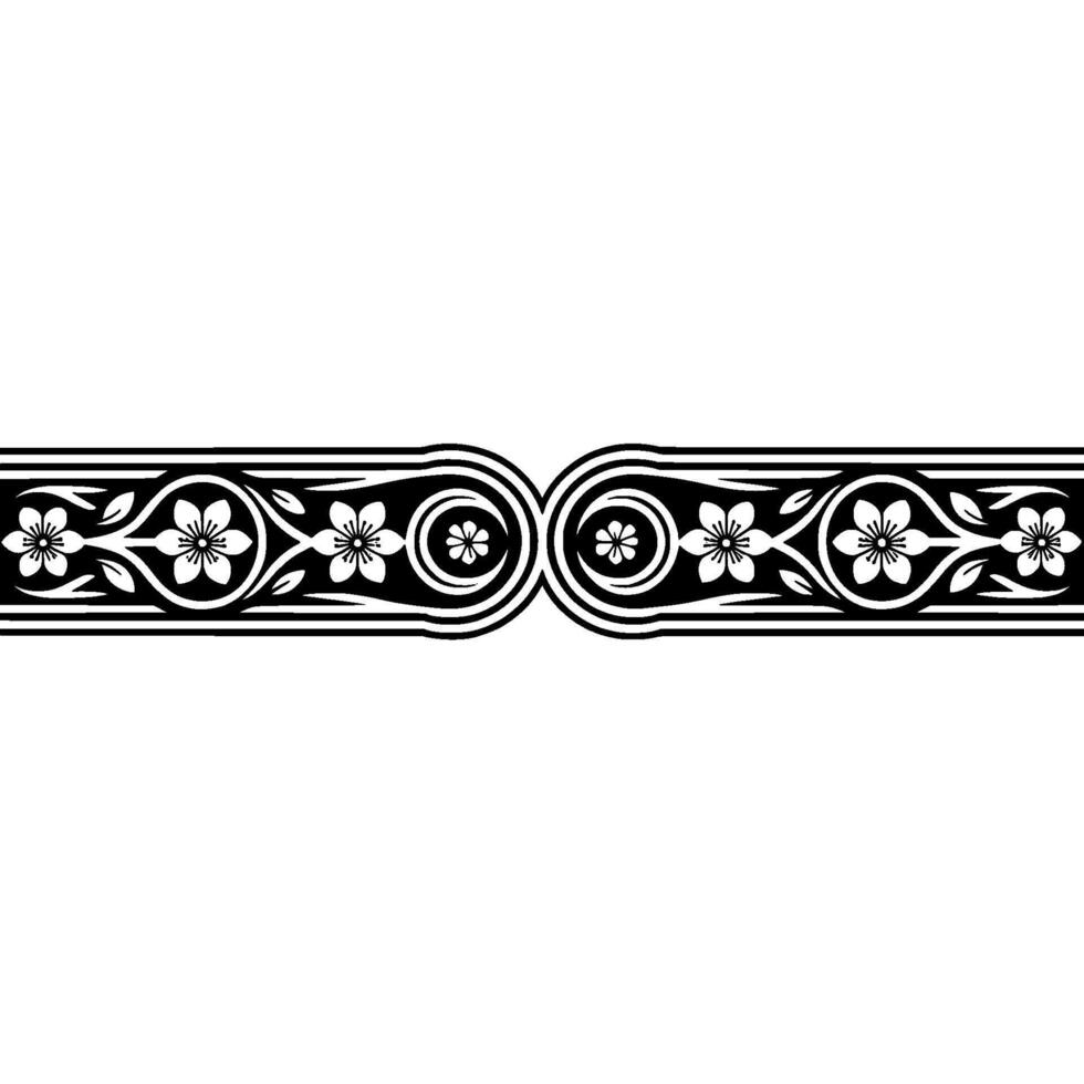 Elegant Floral Border, Japanese , Vintage Motif, Symmetry vector