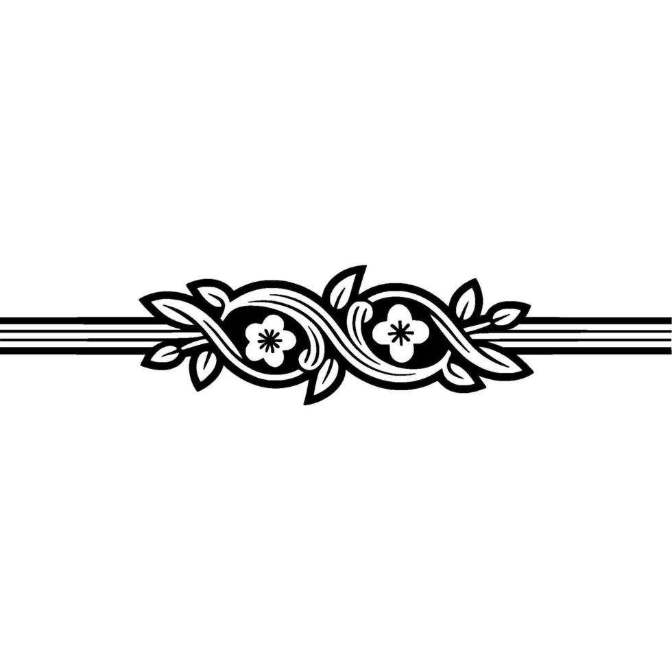 Elegant Floral Border, Vintage Element - Linework vector