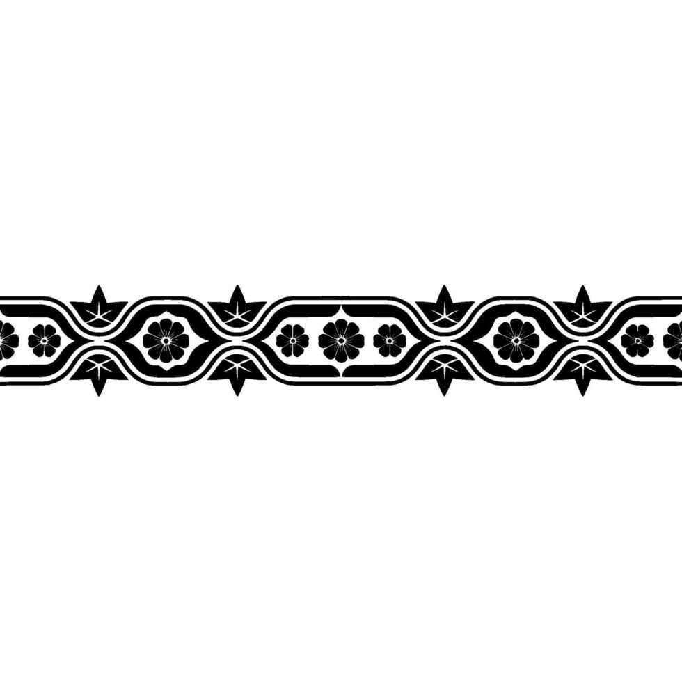 Elegant Japanese Floral Border, Vintage - Pattern vector