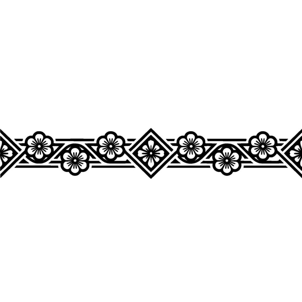 Elegant Floral Border, Japanese Inspired - Symmetry vector
