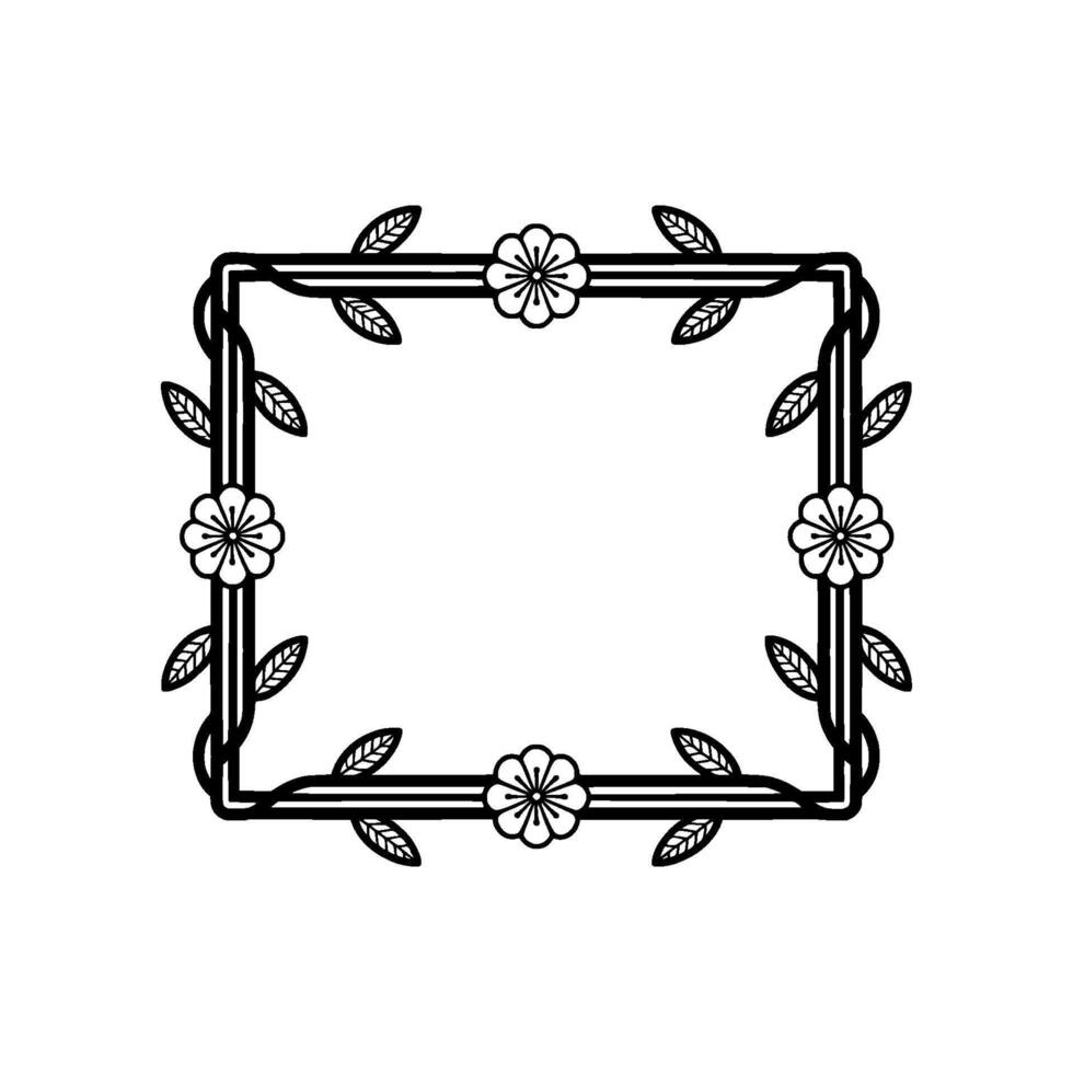 Elegant Floral Frame, Minimalist , Botanical Accent, Lineart vector