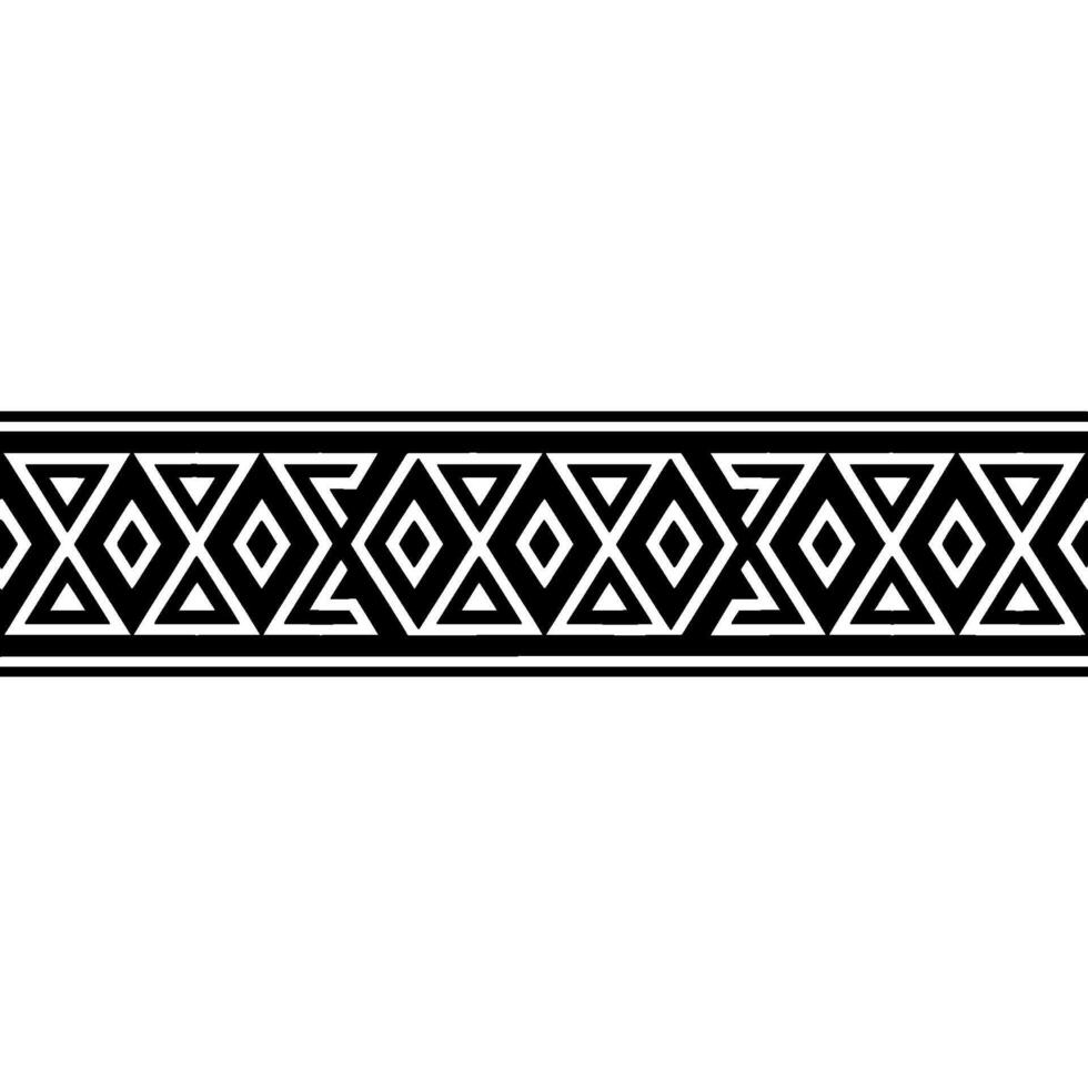 Geometric Tribal Border, Minimalist Black White, Diamond vector