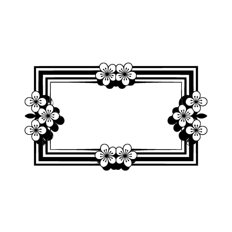 Elegant Floral Frame, Minimalist , Japanese Influence, Blossom vector