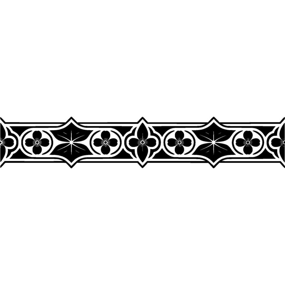 Intricate Black Floral Border, Vintage Style, Ornamental vector