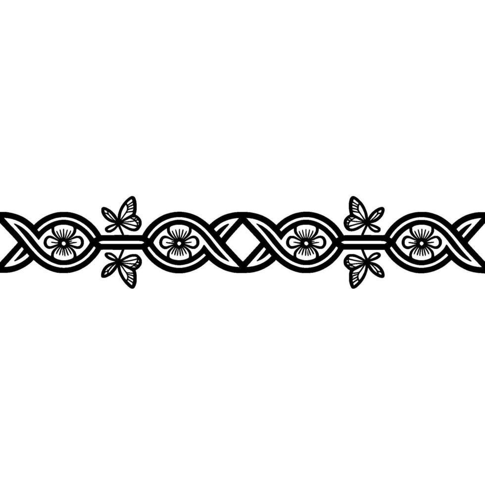 Intricate Celtic Border, Floral Butterfly Motif vector