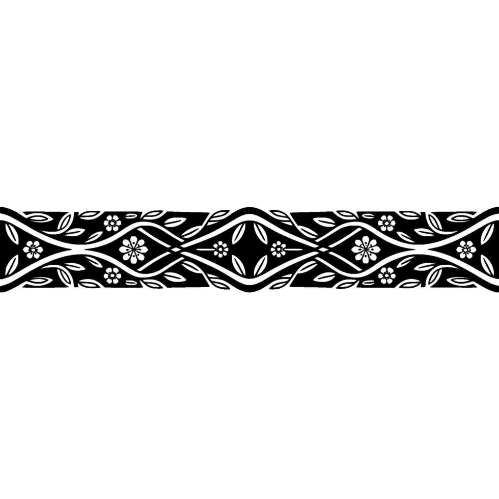 Elegant Floral Border, Art Nouveau Inspired, Lineart vector