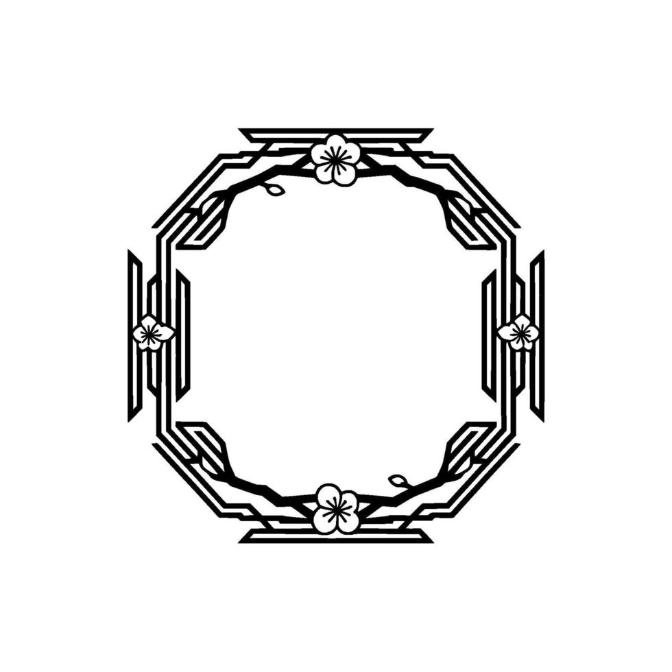 Elegant Floral Octagon Frame, Art Deco Style vector