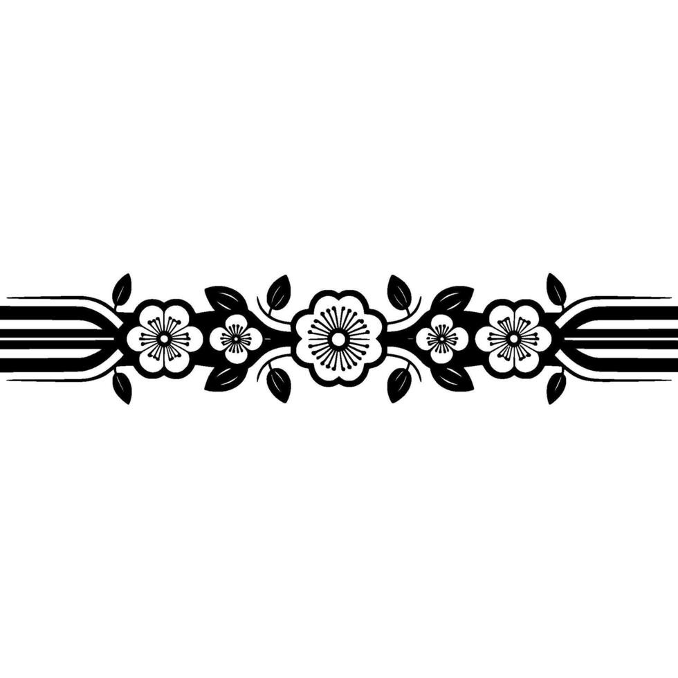 Elegant Floral Border, Vintage , Minimalist Illustration, Linear vector