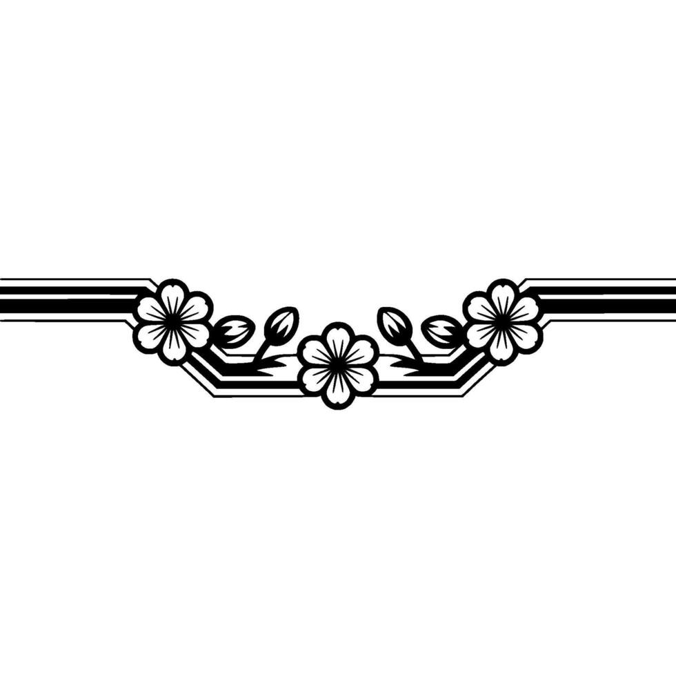 Stylized Sakura Blossom Border, Minimalist vector