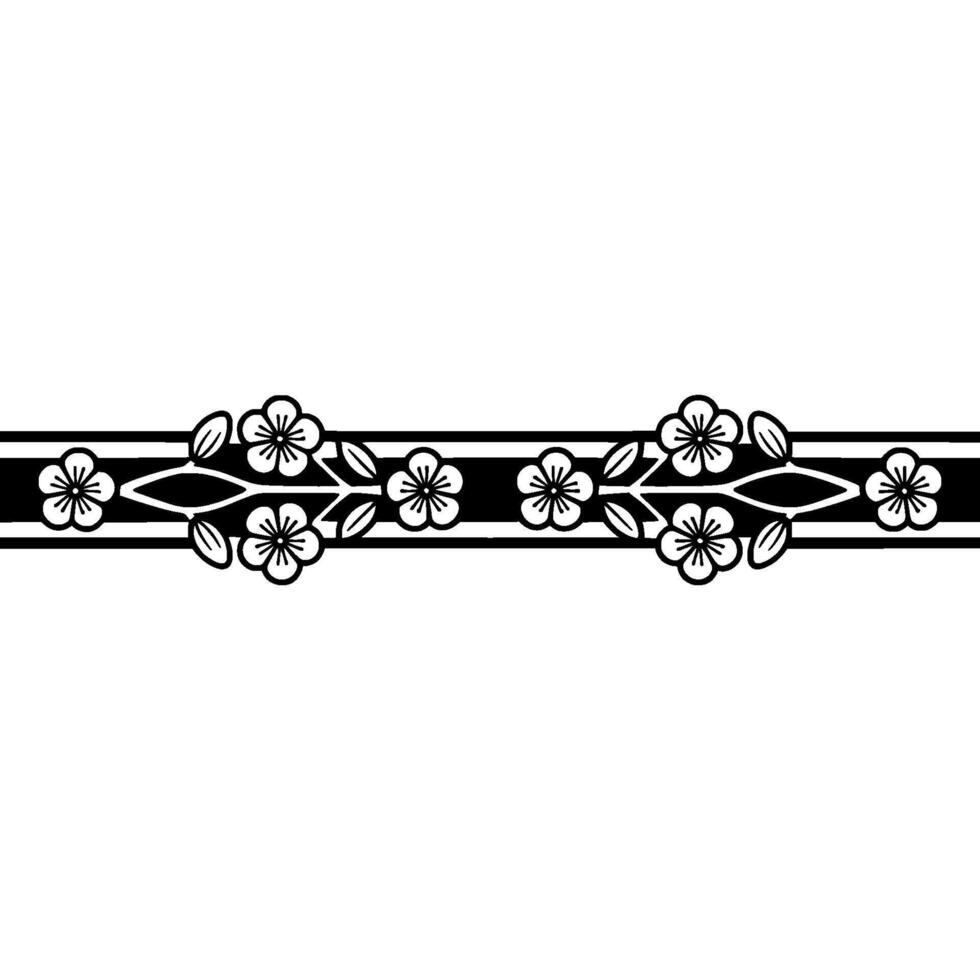 Elegant Japanese Sakura Border, Minimalist - Floral vector