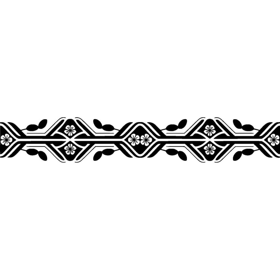 Stylized Floral Border, Japanese Influence, Decorative Element, Motif vector