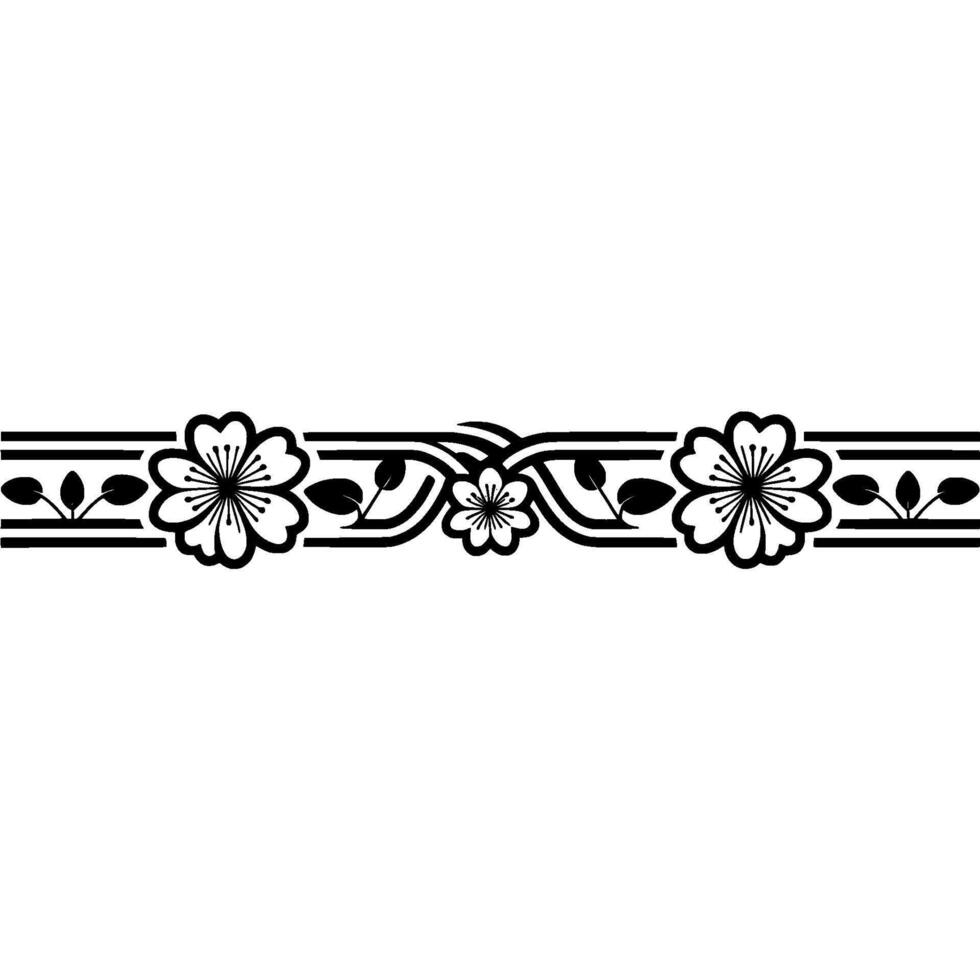 Elegant Floral Border, Japanese Inspired - Vintage vector