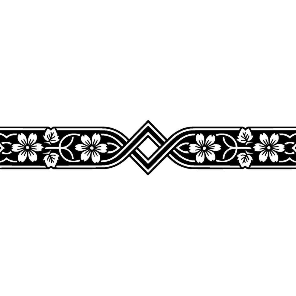 Elegant Sakura Border, Japanese Art Deco vector