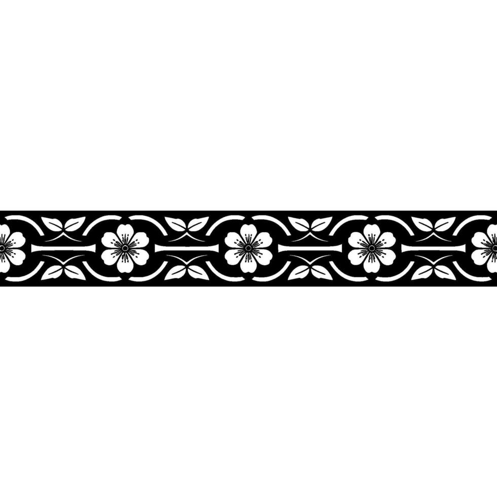 Elegant Floral Border, Japanese , Minimalist Aesthetic, Pattern vector