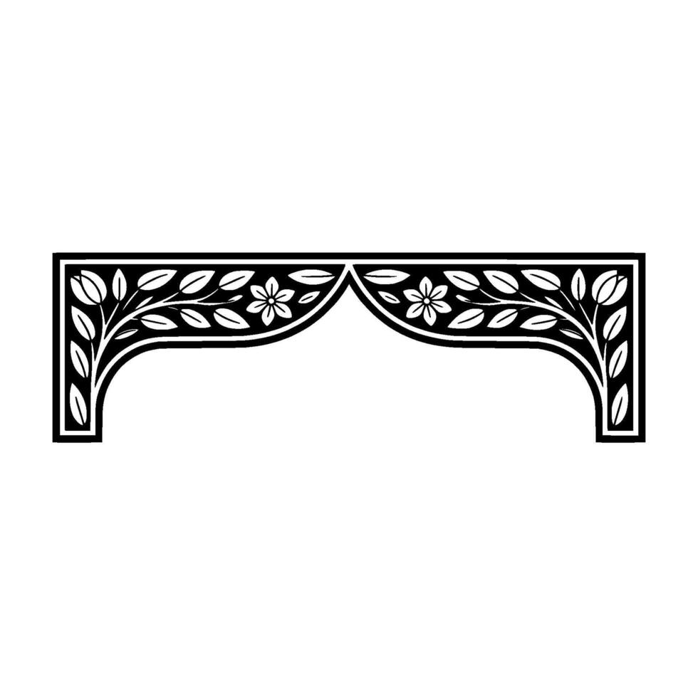 Art Deco Floral Bracket Elegant Decorative Element vector
