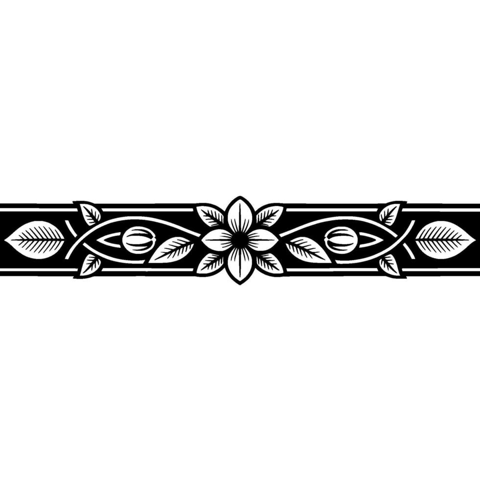 Elegant Botanical Border, Vintage Style, Decorative Element, Blackandwhite vector
