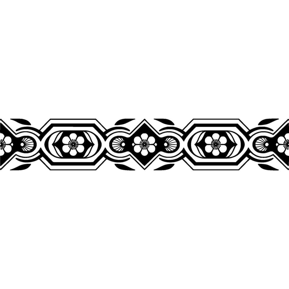 Geometric Floral Border, Art Deco Style - Blackandwhite vector