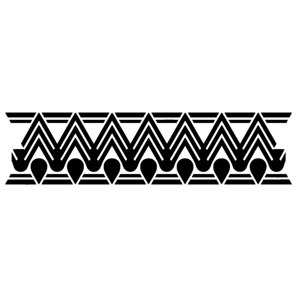 Geometric Deco Border, Stylized Black White Pattern - Abstract vector