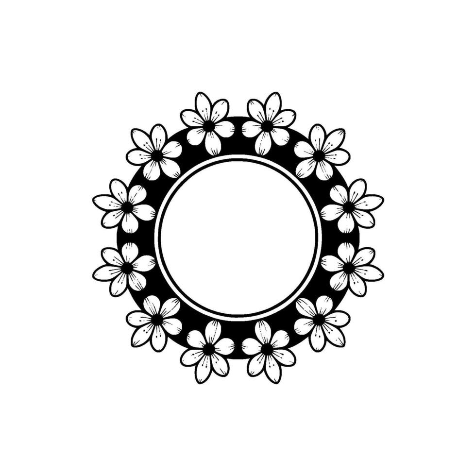 Floral Frame, Minimalist , Circular Motif vector
