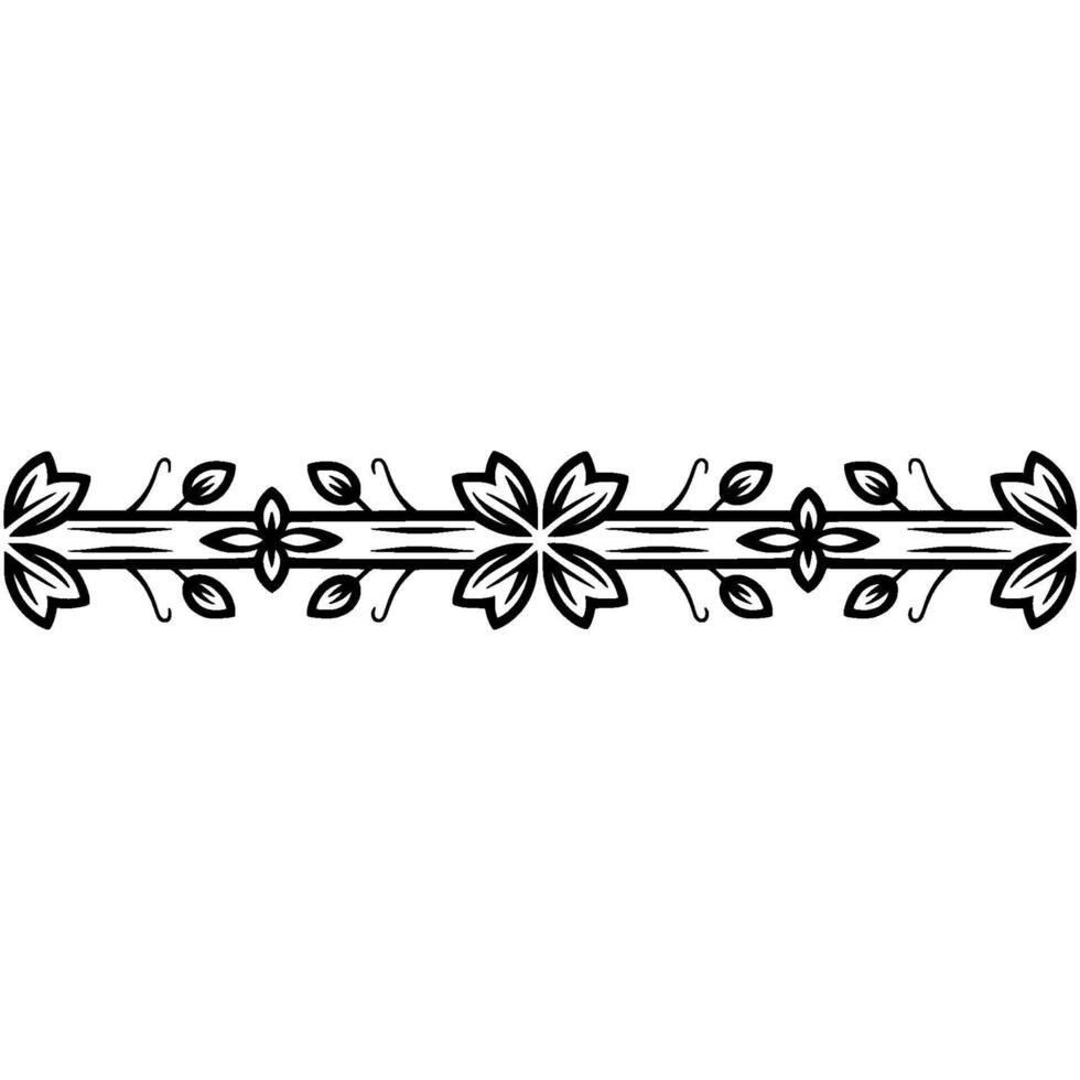 Elegant Botanical Border, Vintage Line Art - Floral vector