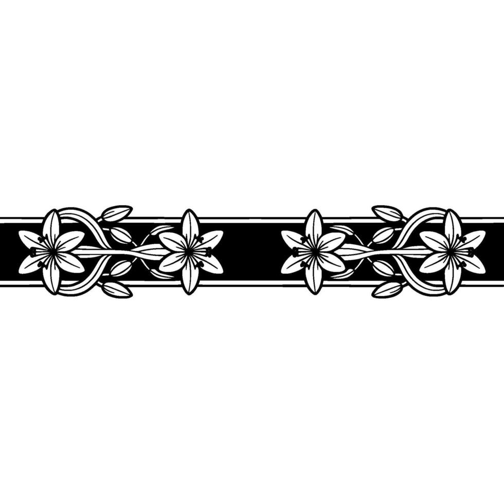 Elegant Floral Border, Art Nouveau Inspired, Ornamental vector