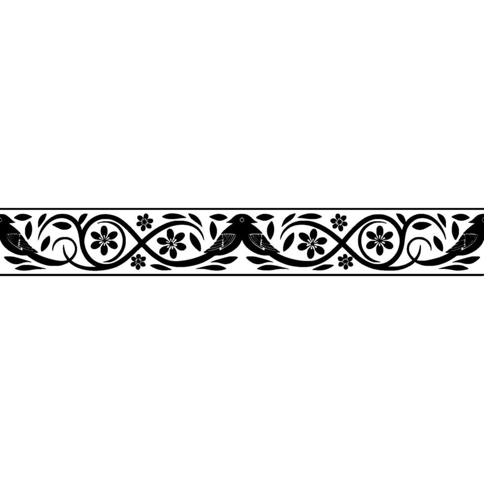 Intricate Bird Border, Floral Ornamentation, Vintage vector