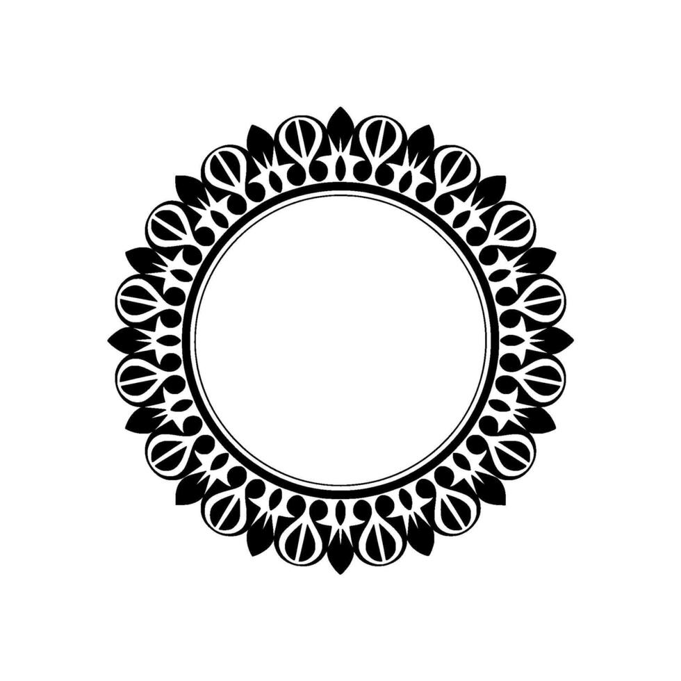 Intricate Floral Frame, Vintage , Minimalist Circle vector
