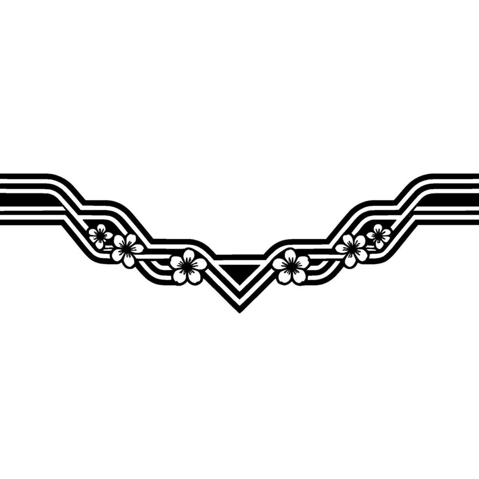 Geometric Blossom Border, Minimalist Japanese vector