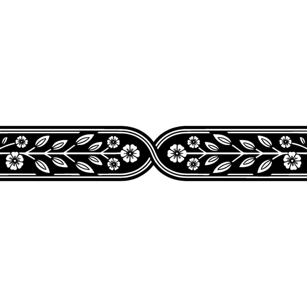 Elegant Floral Border, Art Deco Style - Lineart vector