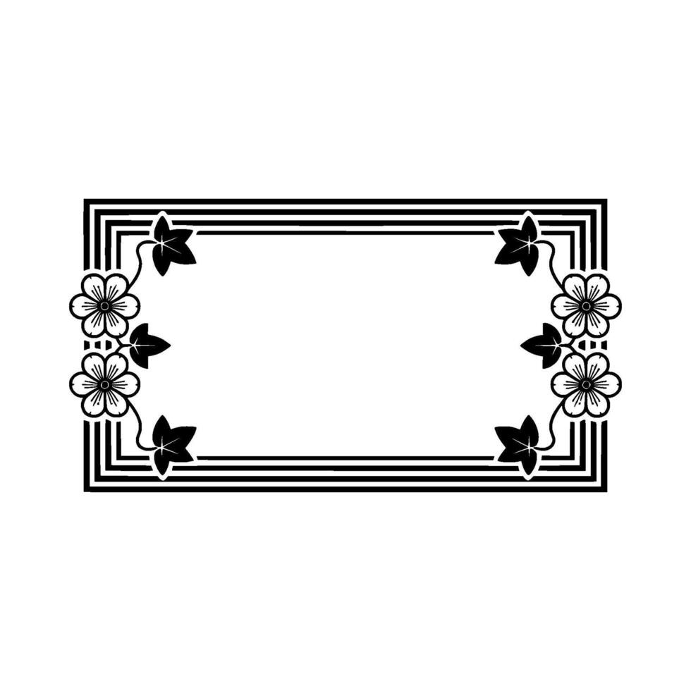 Elegant Floral Frame, Art Deco Style - Botanical vector