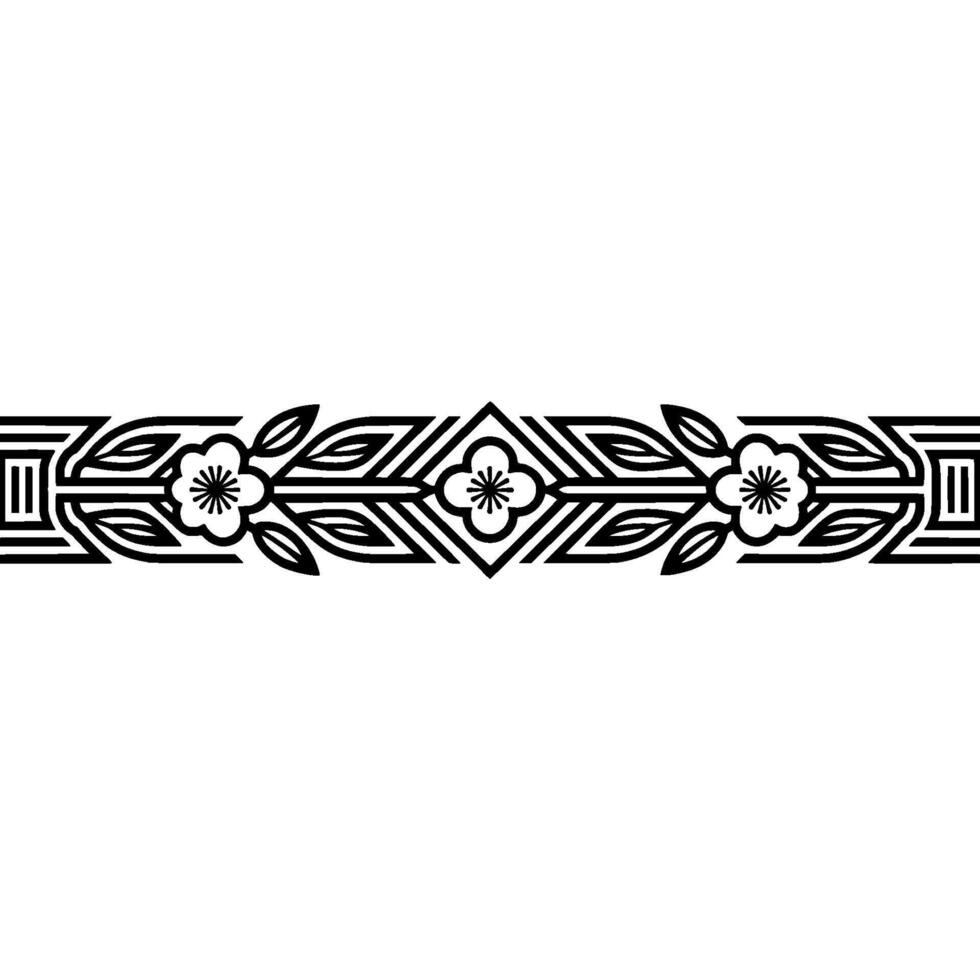 Art Deco Floral Border, Elegant Element, Lineart vector