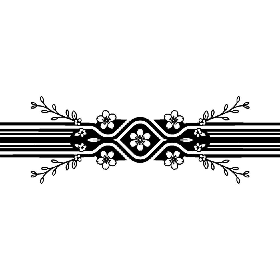 Elegant Japanese Floral Border, Minimalist, Blossom vector