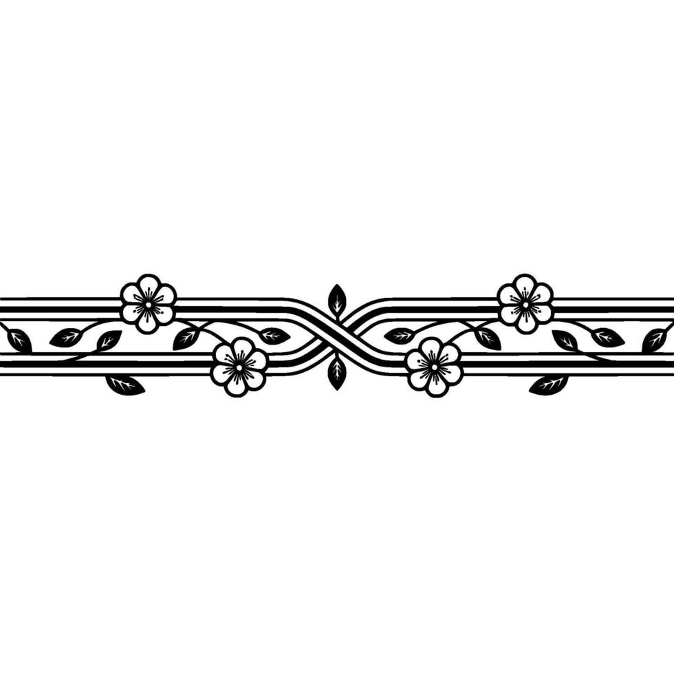 Elegant Floral Border, Minimalist , Japanese Influence, Illustration vector