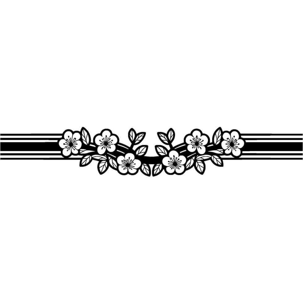Elegant Sakura Blossom Border, Minimalist, Blossoms vector