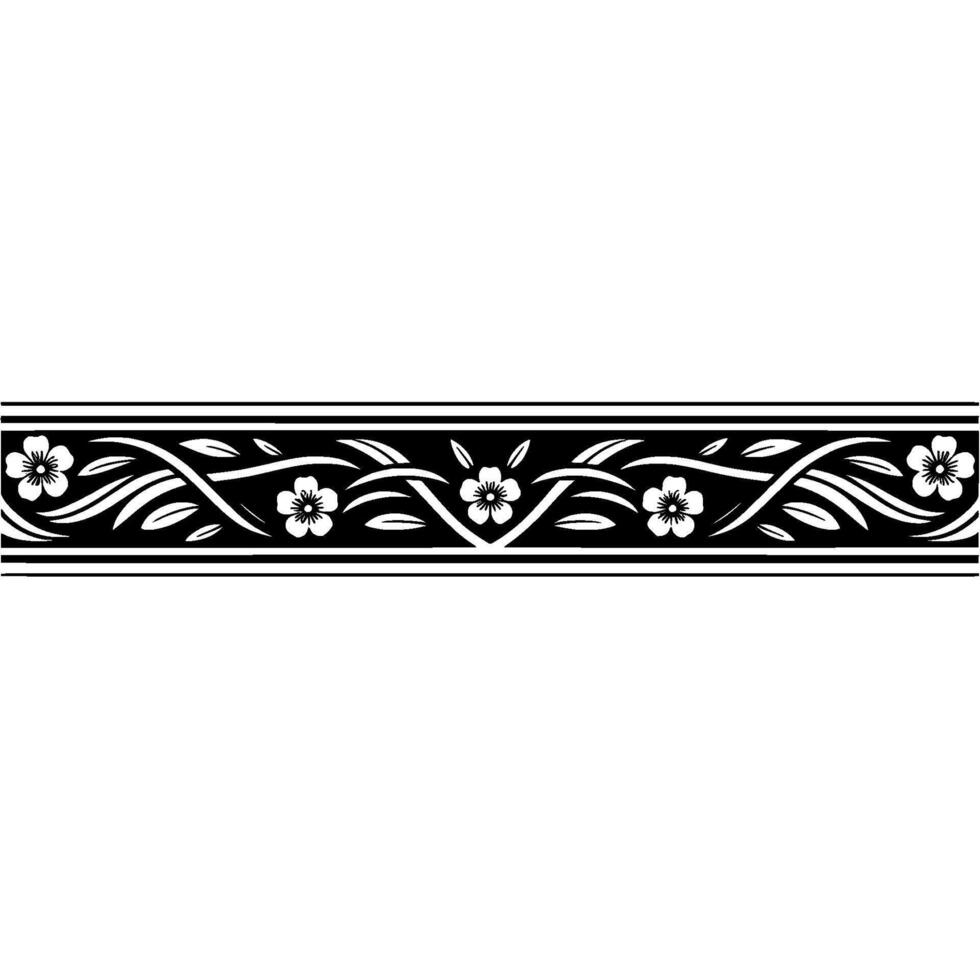 Elegant Floral Border, Japanese Inspired, Botanical vector