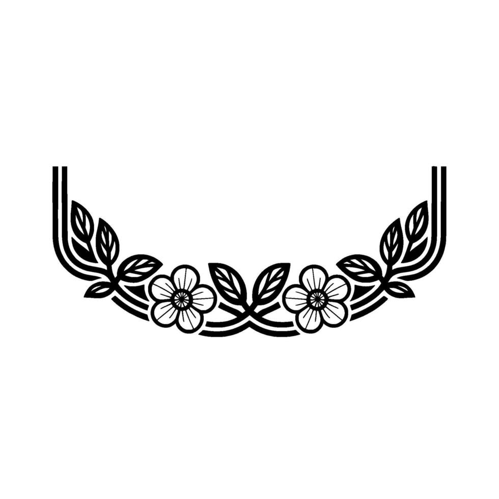 Stylized Floral Border, Vintage , Elegant Ornament, Botanical vector