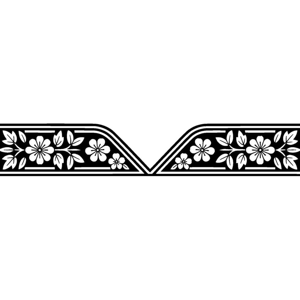 Elegant Japanese Blossom Border, Vintage, Emblem vector