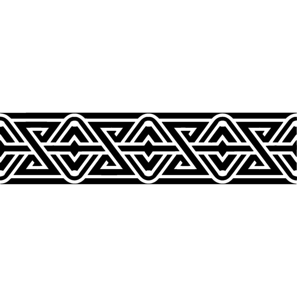 Intricate Celtic Border, Geometric Pattern, Black and White, Textile vector