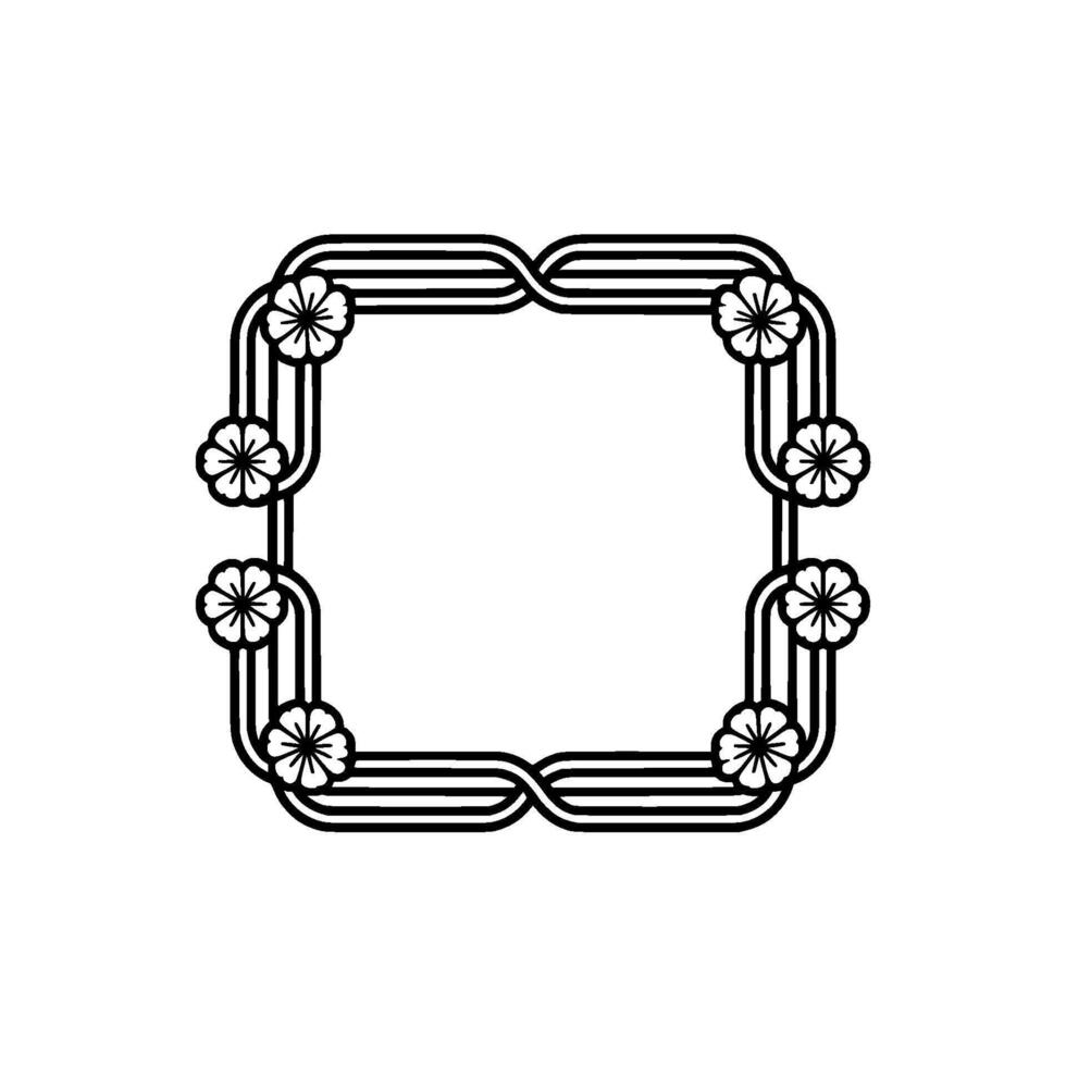 Elegant Floral Frame, Minimalist , Japanese Influence, Geometric vector