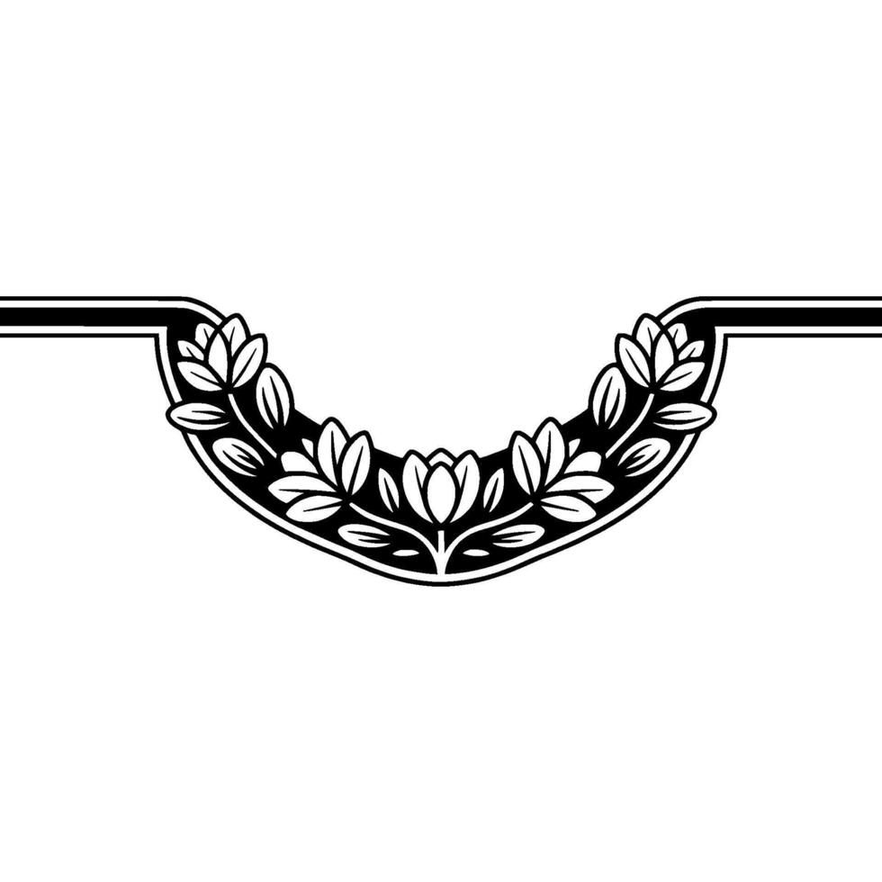 Art Deco Floral Ornament, Elegant Border, Symmetry vector