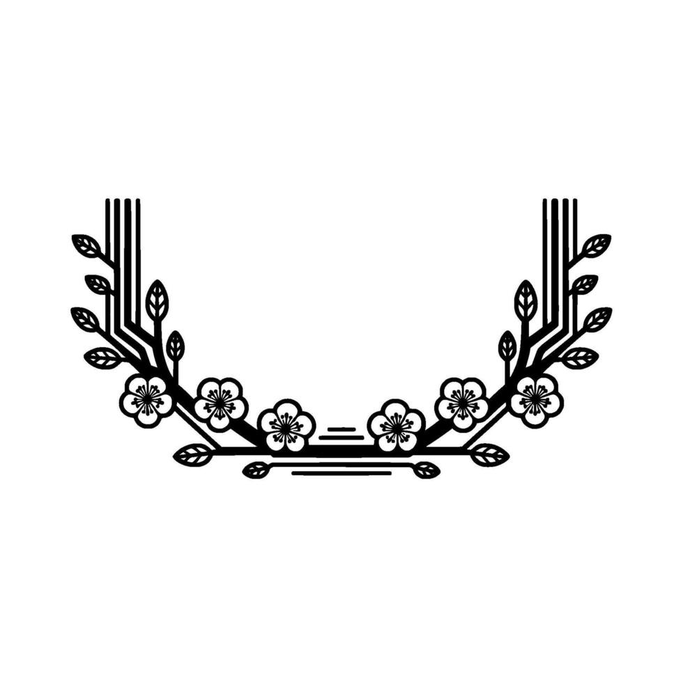 Elegant Floral Frame, Japanese , Minimalist vector