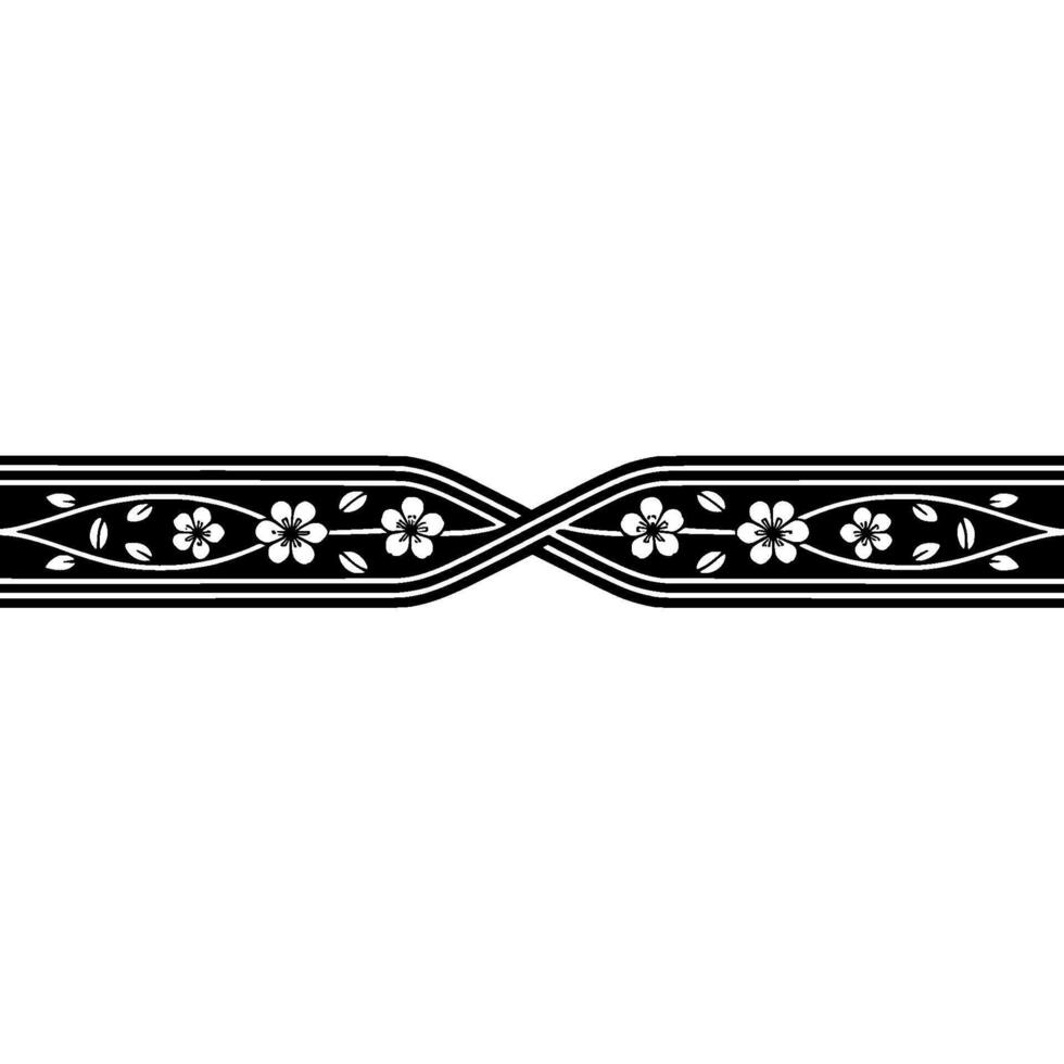 Elegant Floral Border, Japanese , Minimalist Pattern, Motif vector