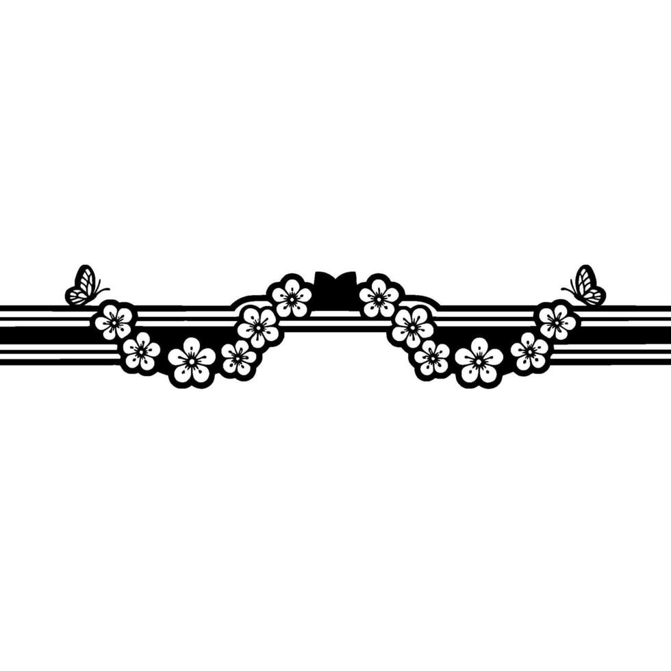 Elegant Floral Border, Vintage Style, Delicate, Lineart vector
