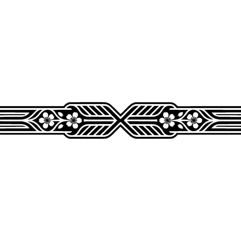 Elegant Japanese Blossom Border, Minimalist - Geometric vector