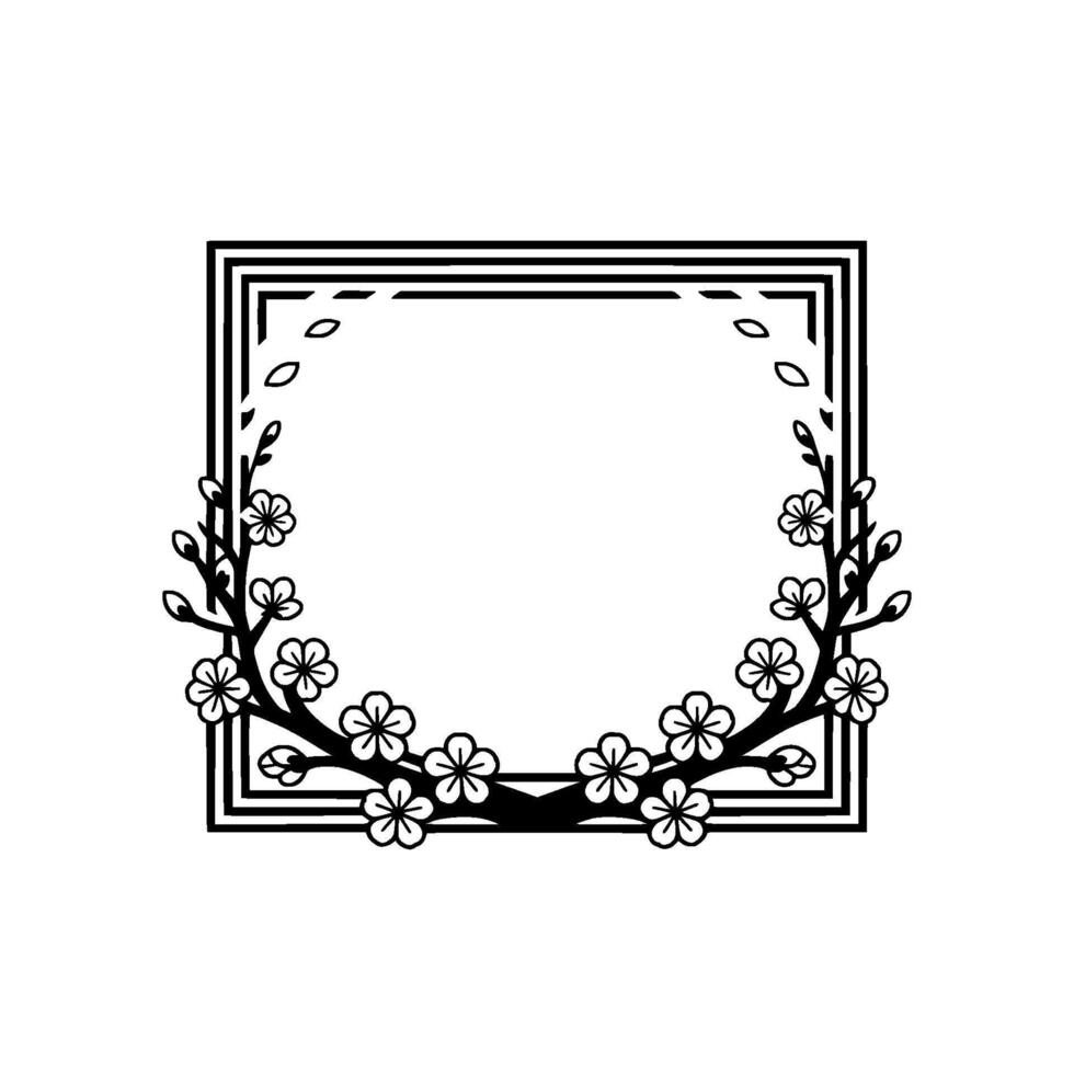 Elegant Floral Square Frame, Minimalist - Branch vector