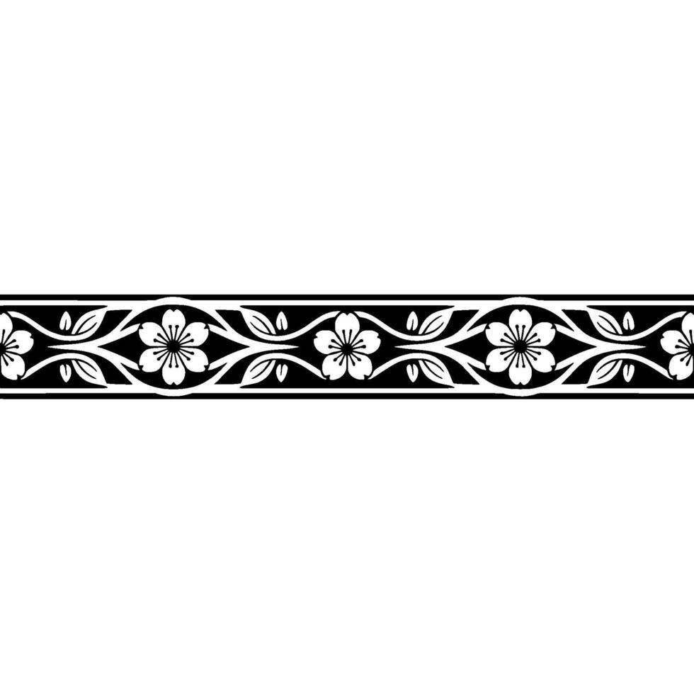 Elegant Floral Border, Japanese Inspired, Stylized vector
