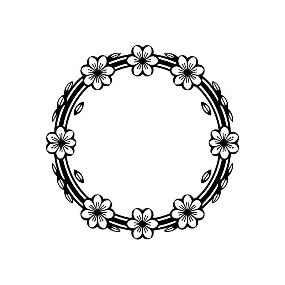 Delicate Sakura Blossom Frame, Minimalist vector