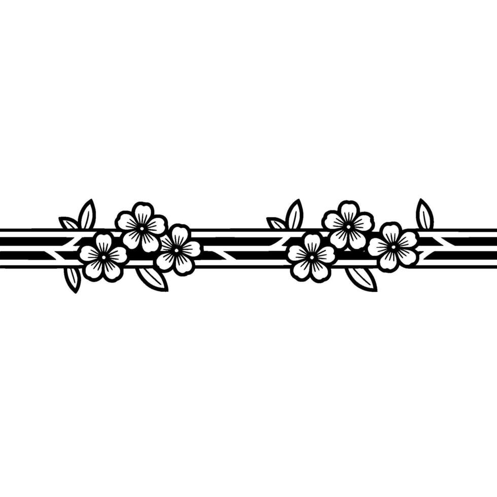 Floral Border, Delicate Branch, Vintage , Minimalist Illustration vector