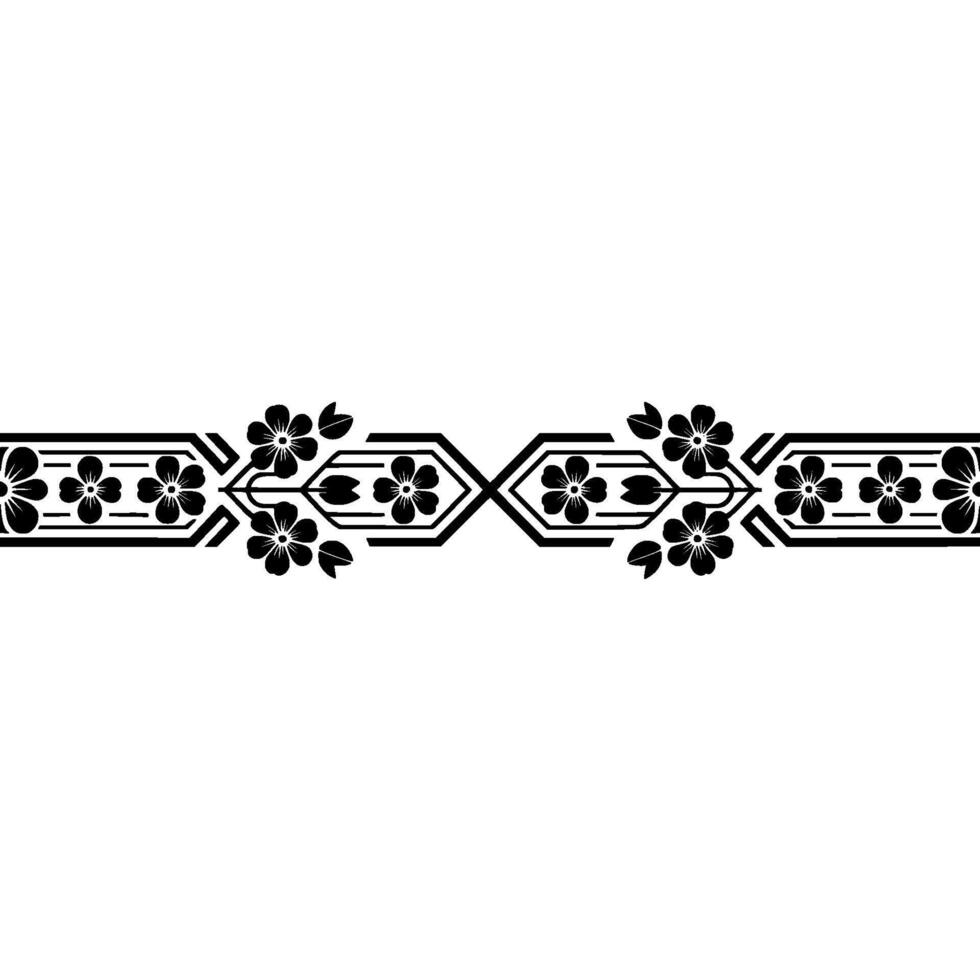 Elegant Floral Border, Art Deco Style - Stylized vector