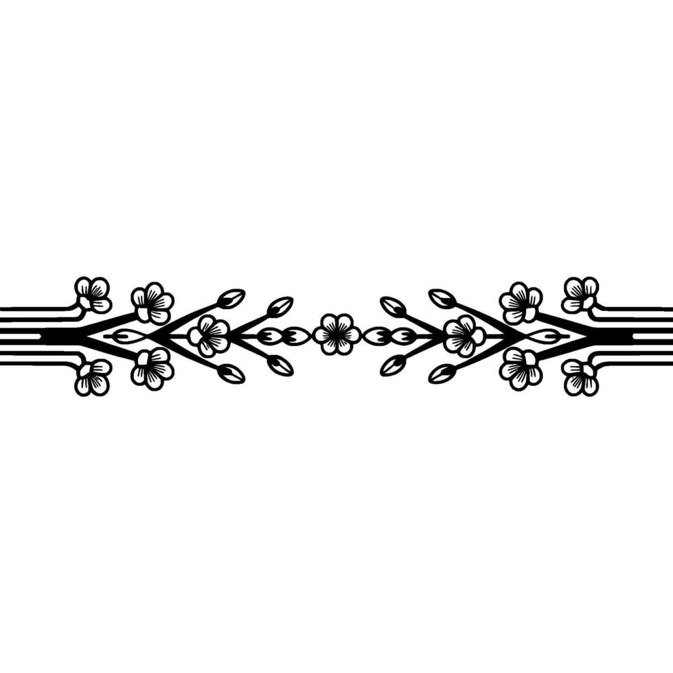 Elegant Floral Border, Art Deco Style, Symmetrical vector